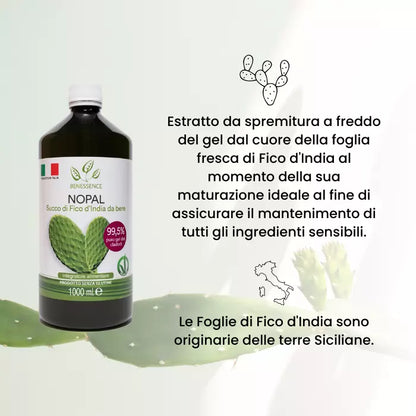 Succo di Fico d’India da bere al 99,5%: Nopal – Equilibrio del peso corporeo – 1L