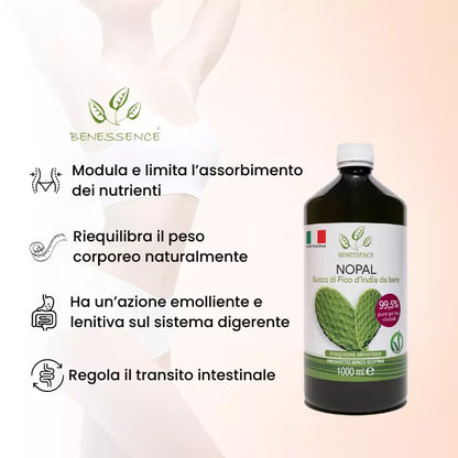 Succo di Fico d’India da bere al 99,5%: Nopal – Equilibrio del peso corporeo – 1L