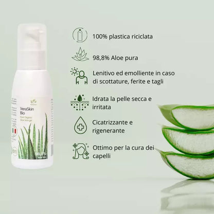 VeraSkin Gel di Aloe Vera Biologica 98,8% da 100 ml