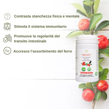 Natural C: capsule con Acerola e Rosa Canina-60 cps