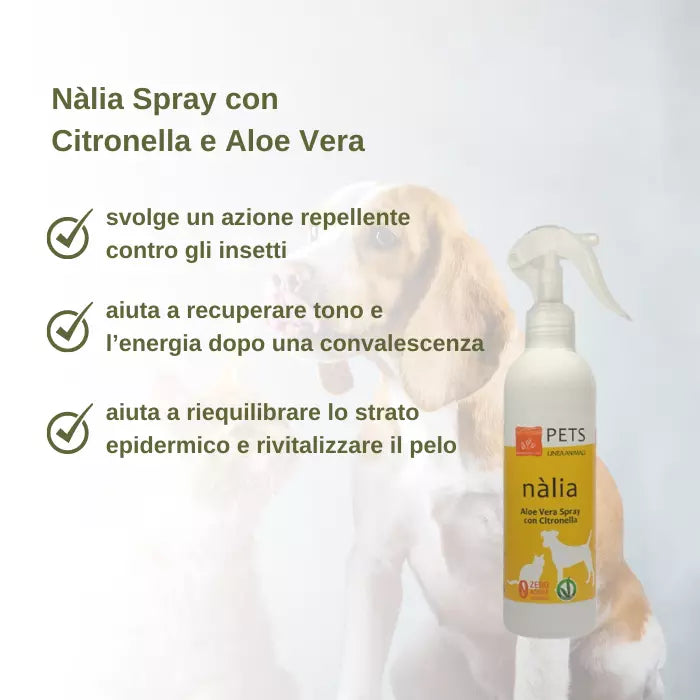 Nalia Spray con citronella ed Aloe Vera 95,2% per cani e gatti