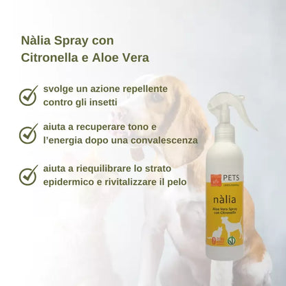 Nalia Spray con citronella ed Aloe Vera 95,2% per cani e gatti