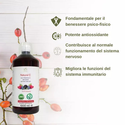 Natural C- Vitamina C da Acerola e Rosa Canina – 1 L