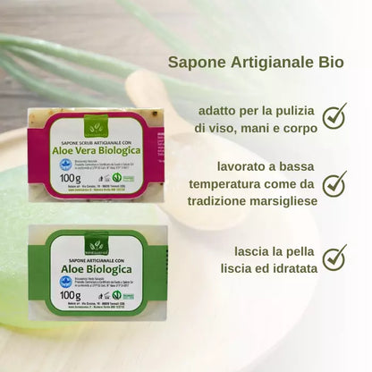 Sapone Artigianale con Aloe Vera Biologica – 100 g